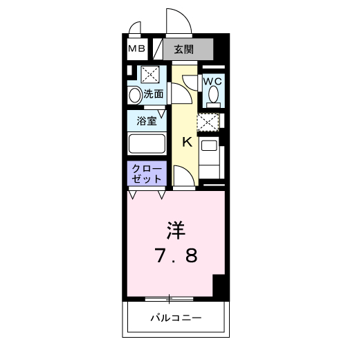 サンライズ 江平中町(1K/4階)の間取り写真