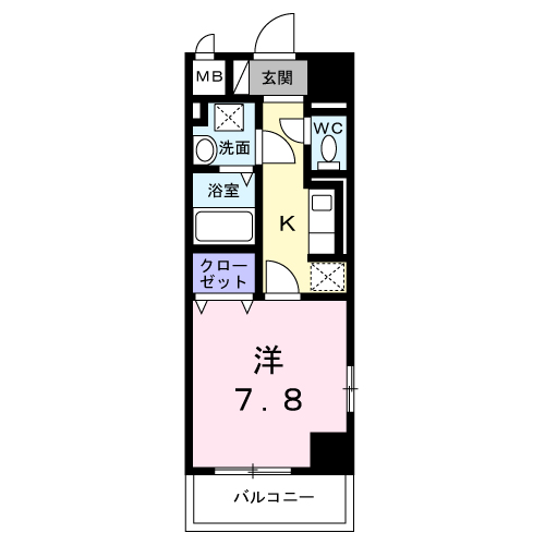 サンライズ 江平中町(1K/5階)の間取り写真