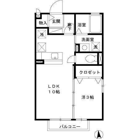 グランカーサ(1LDK/1階)の間取り写真