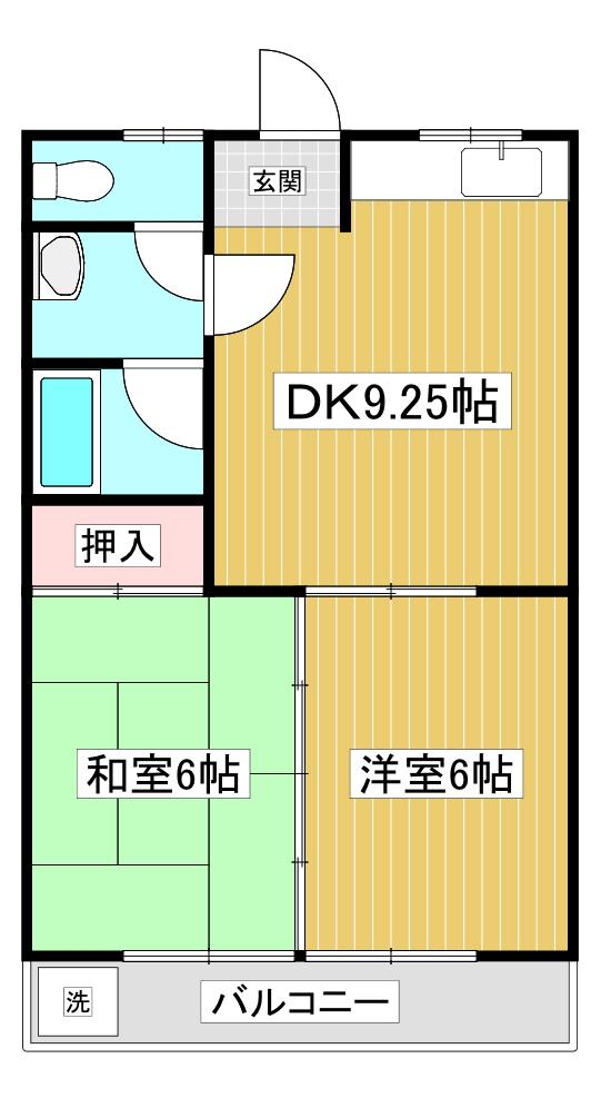 ドリームコーポ(2DK/2階)の間取り写真