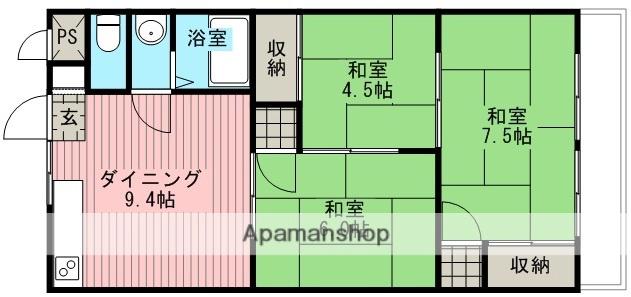 ひまわりマンション(3DK/1階)の間取り写真