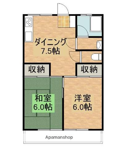 太陽コーポ(2DK/1階)の間取り写真