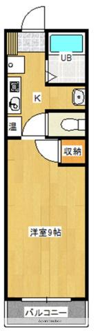 サンライズ 若葉(1K/3階)の間取り写真