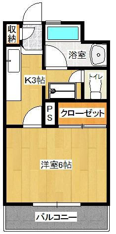 アイン都城(1K/6階)の間取り写真