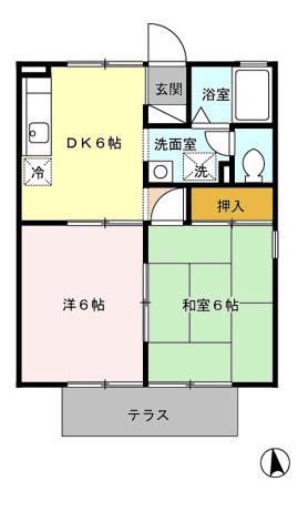 セジュールカミムラ(2DK/1階)の間取り写真