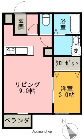 センチュリー21金田 E棟(1LDK/1階)の間取り写真