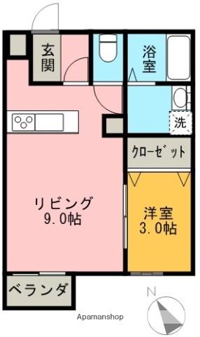 センチュリー21金田 E棟(1DK/1階)の間取り写真