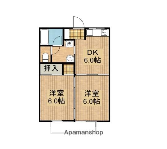 リバーサイド自由ヶ丘2号館(2DK/1階)の間取り写真