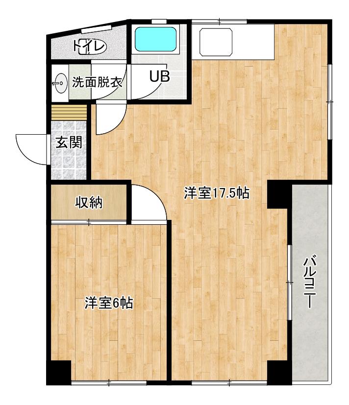 かめやビル(1LDK/4階)の間取り写真