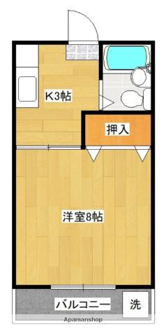 津曲マンション(1K/3階)の間取り写真