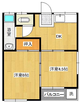 吉岡アパート(2K/2階)の間取り写真