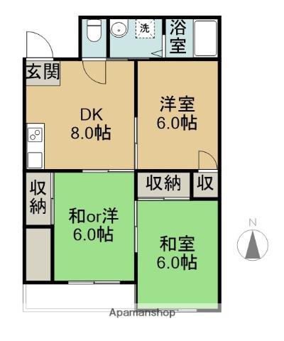 祝吉コーポレーション(3DK/3階)の間取り写真