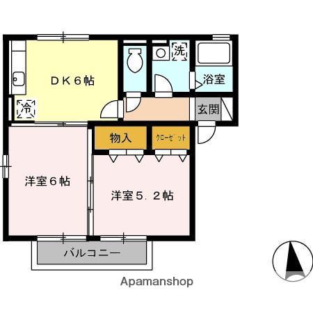 セジュール楽楽C棟(2DK/2階)の間取り写真