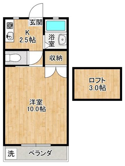 メゾンETO1(1K/2階)の間取り写真