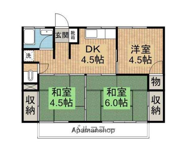 飯野コーポ(3DK/2階)の間取り写真