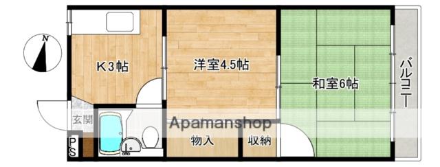 コーポホープ(2DK/2階)の間取り写真