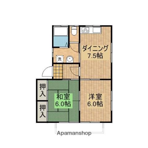 グリーンコーポ植木2号館(2DK/2階)の間取り写真