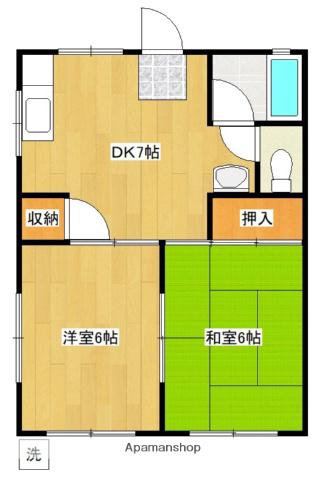 都原ハイツ(2DK/1階)の間取り写真