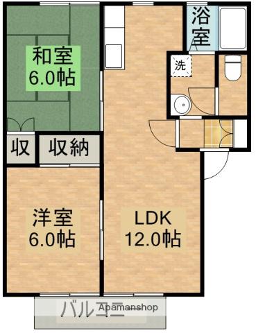 フレグランス山本(2LDK/2階)の間取り写真