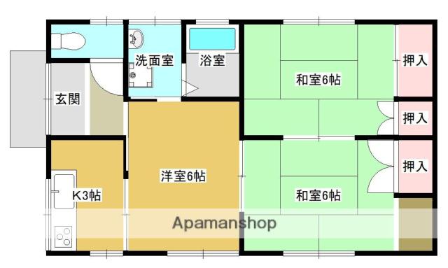日豊本線 西都城駅 バス乗車時間：10分 志比田バス停で下車 徒歩3分 1階建 築30年(3K)の間取り写真