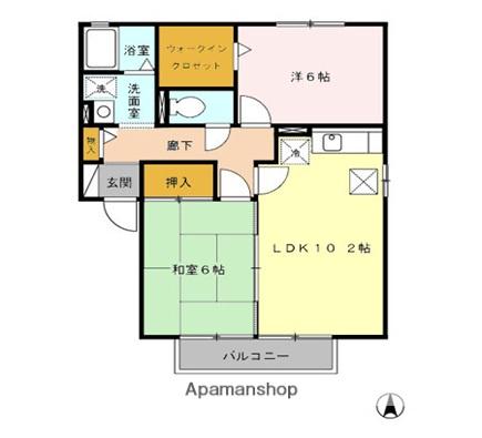 ラ・スティール Ⅱ号館(2LDK/1階)の間取り写真