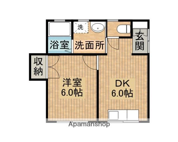 一万城Sハイツ(1DK/1階)の間取り写真