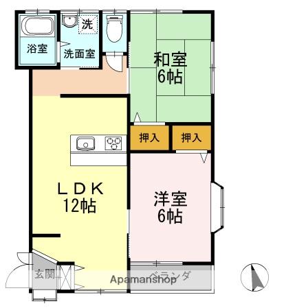 リヴ・ハイツⅡ(2LDK/1階)の間取り写真
