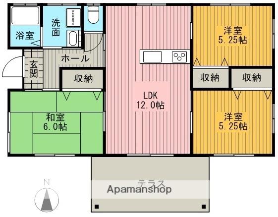 日豊本線 都城駅 徒歩15分 1階建 築18年(3LDK)の間取り写真