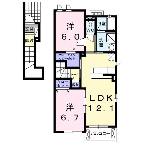 ハーモニー・ベル(2LDK/2階)の間取り写真