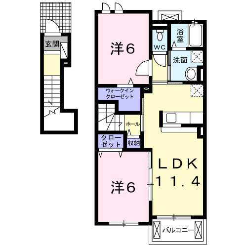 ハーモニー・ベル(2LDK/2階)の間取り写真