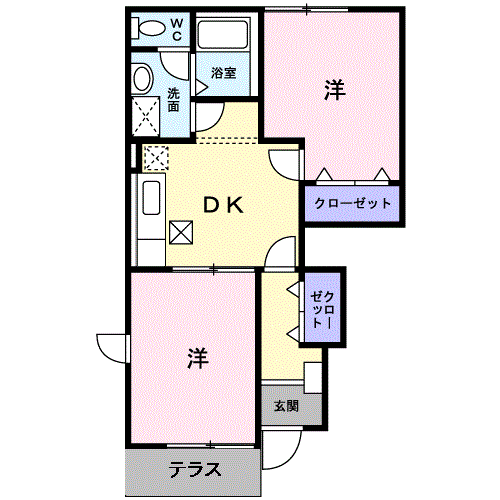 ヴィラエミネンスA(2DK/1階)の間取り写真