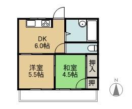 大王コーポ(2DK/4階)の間取り写真