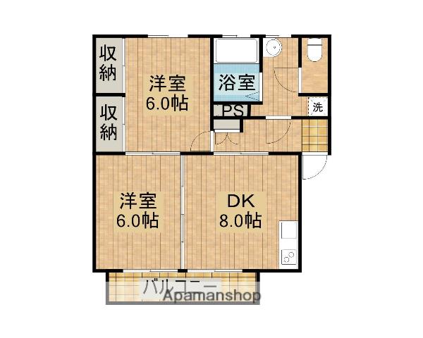 蓼池マンションルビイ(2DK/2階)の間取り写真