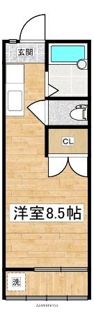 ハッピーハイツ(1K/1階)の間取り写真