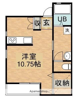 ラパン郡元 D棟(ワンルーム/1階)の間取り写真