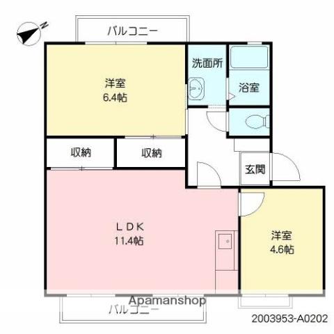 フラワーハイツ(2LDK/2階)の間取り写真