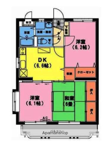 ユーミーアローレ(3DK/3階)の間取り写真