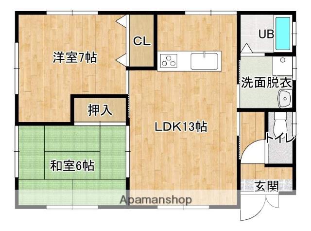 鹿児島県曽於市 1階建 築20年(2LDK)の間取り写真
