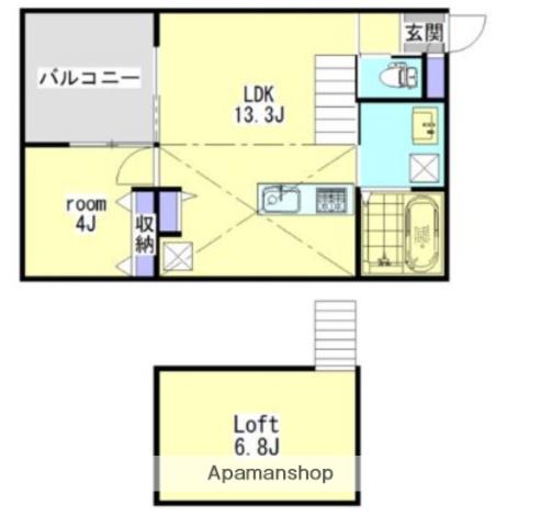 PALAZZO B棟(1LDK/2階)の間取り写真