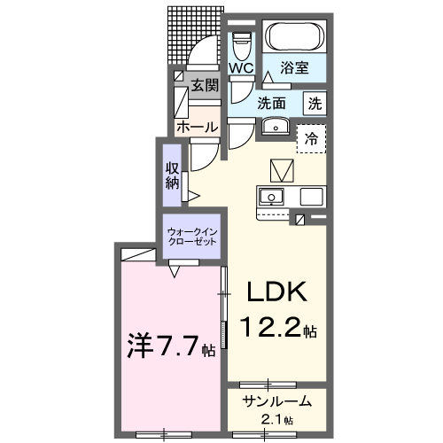 ルル・フルール Ⅱ(1LDK/1階)の間取り写真