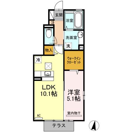 シエル・サザンビーチ(1LDK/1階)の間取り写真