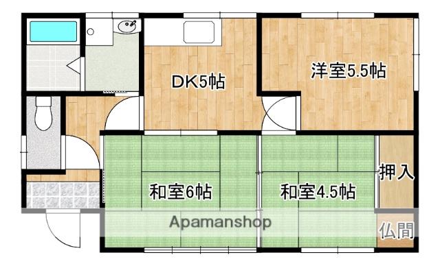 日豊本線 西都城駅 バス乗車時間：20分 末吉仲町バス停で下車 徒歩60分 1階建 築31年(3K)の間取り写真