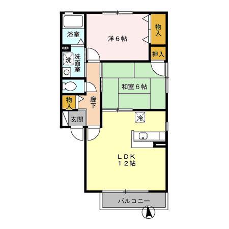 マルクイーンC(2LDK/2階)の間取り写真