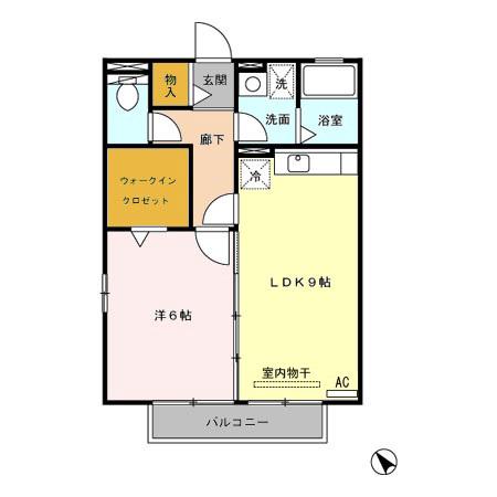 FINEVIEW・KII棟(1LDK/2階)の間取り写真