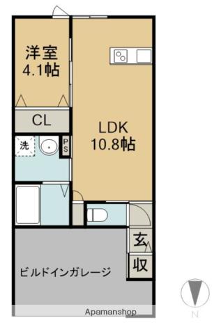 高城町アパートA棟(1LDK/1階)の間取り写真