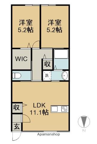 高城町アパートD棟(2LDK/2階)の間取り写真