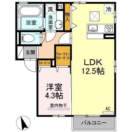 ヴェルデ カーサ(1LDK/1階)の間取り写真