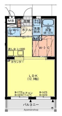 BIJL(ワンルーム/1階)の間取り写真