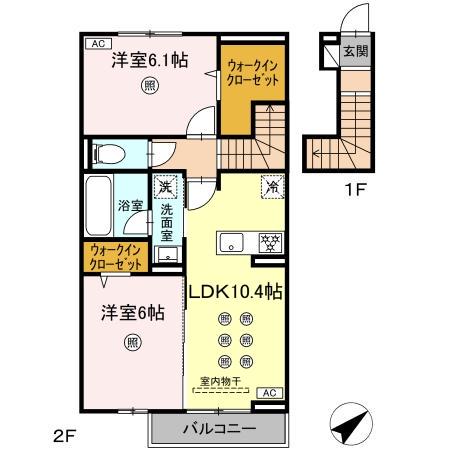 D-RESENA平江(2LDK/2階)の間取り写真