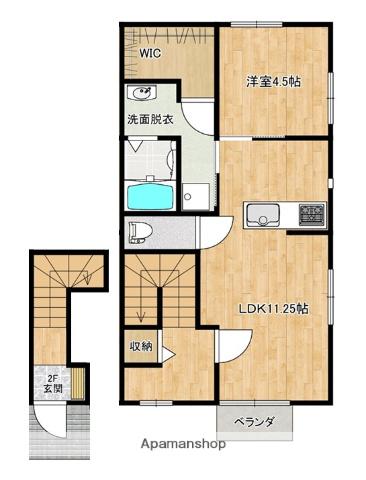 プランドールMⅡ(1LDK/2階)の間取り写真